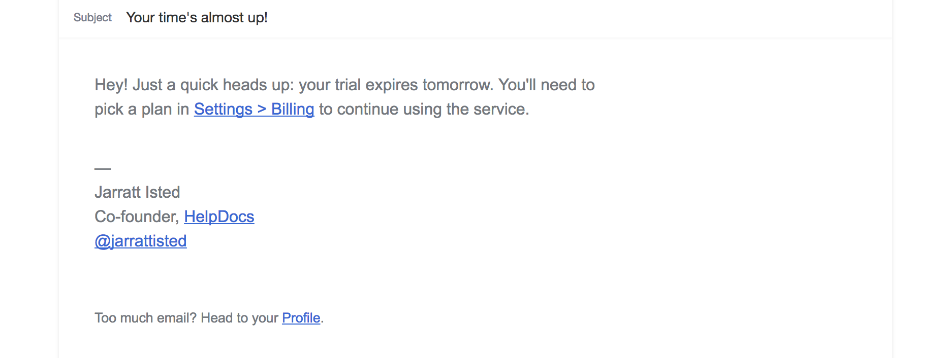 Onboarding email 2 trial is almost over