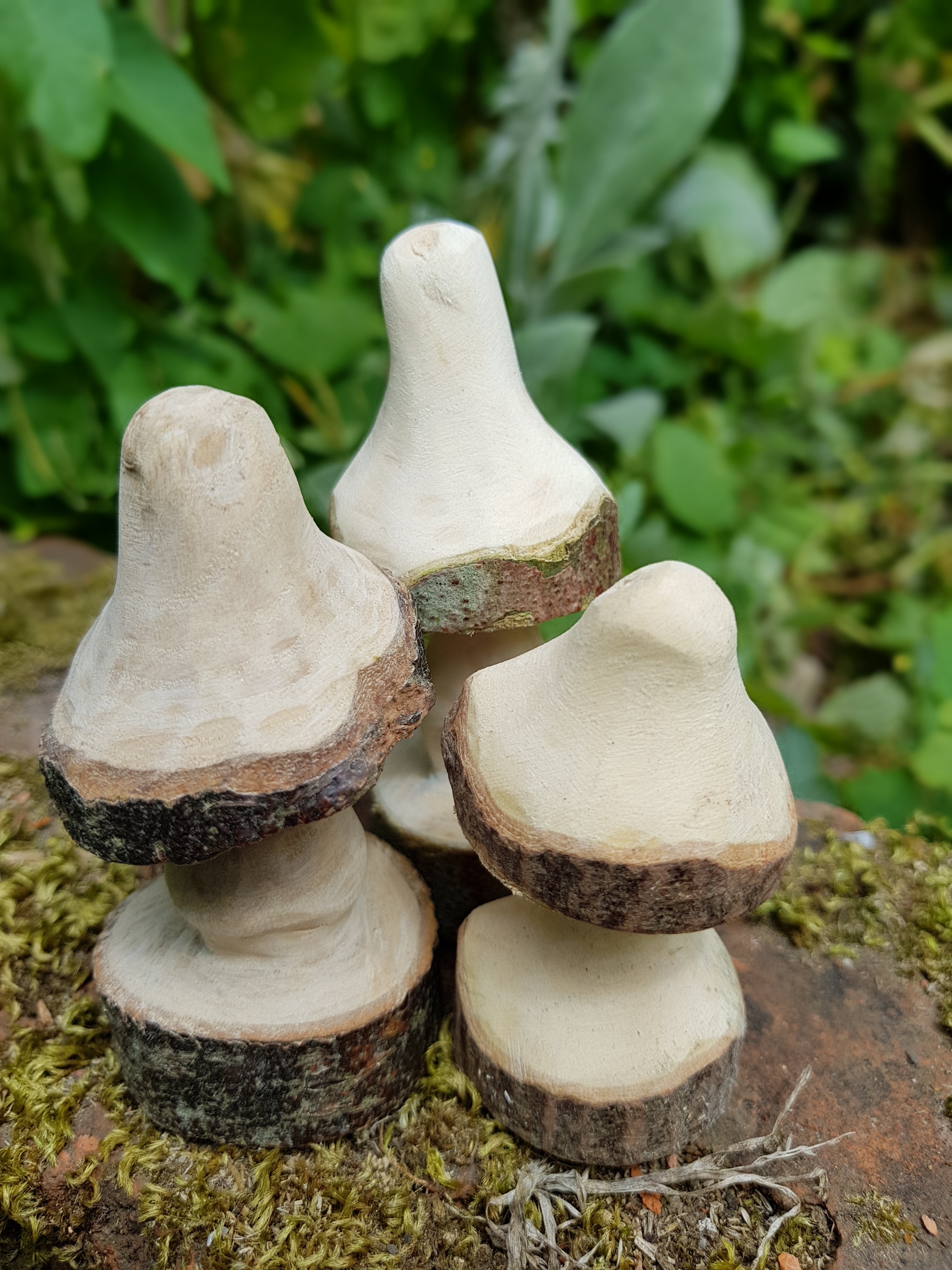 Carved Wooden Mushrooms 