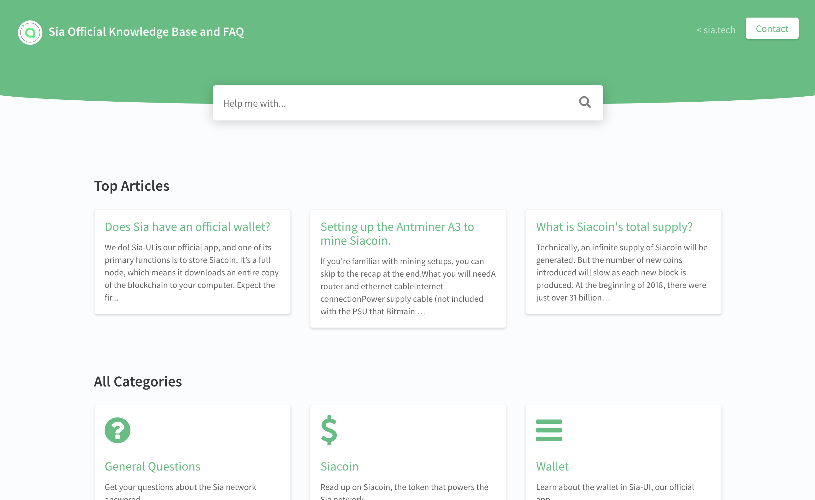 Sia Knowledge Base powered by HelpDocs