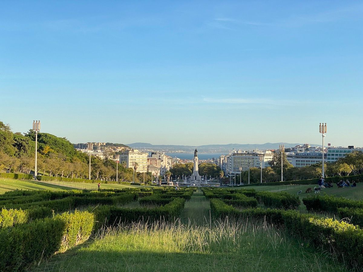 Image of Parque Eduardo VII looking down towards the city of Lisbon and its waterfront